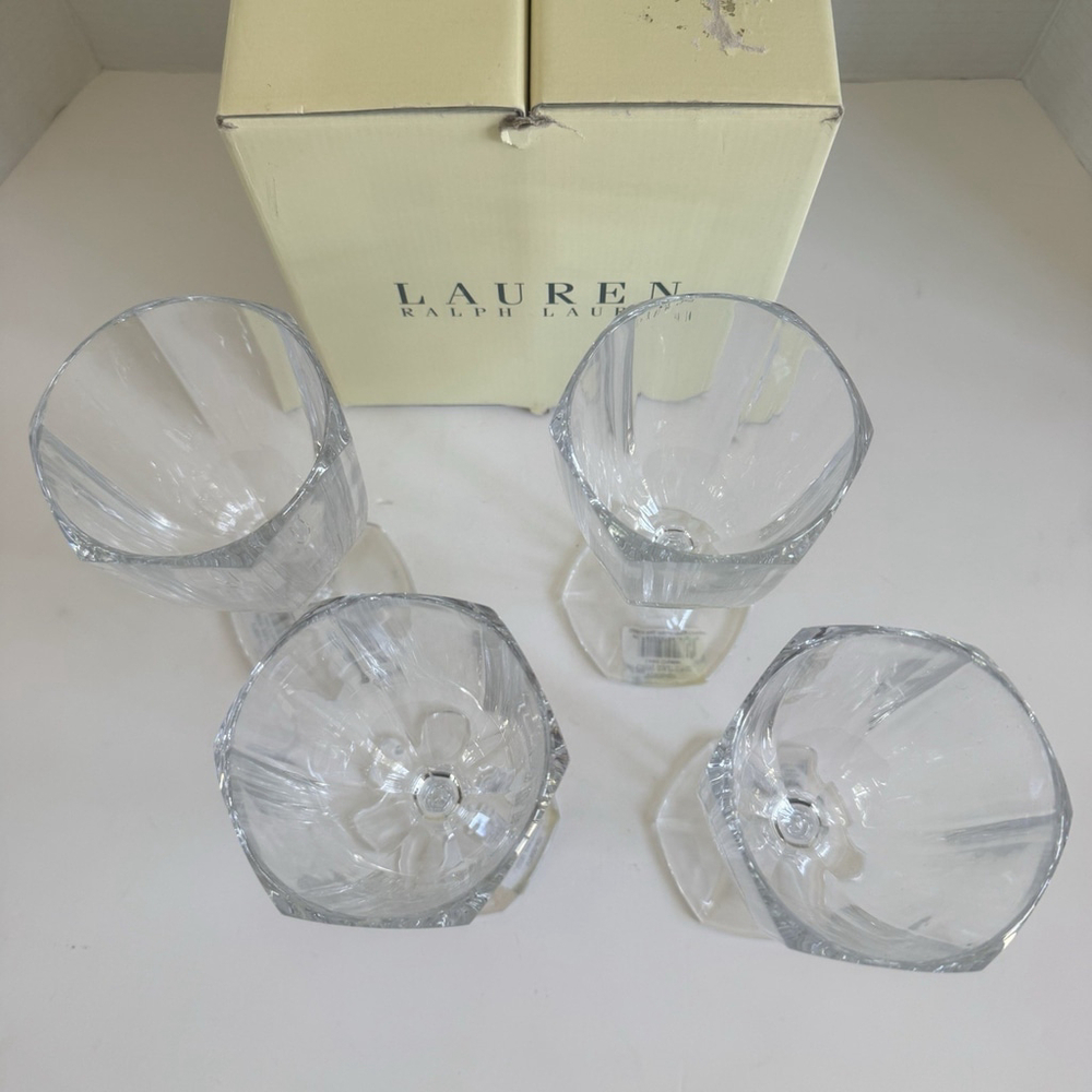 Ralph Lauren Lumiere Crystal Goblets, Etched LRL Set Of 4 RARE** - Picture 7 of 14